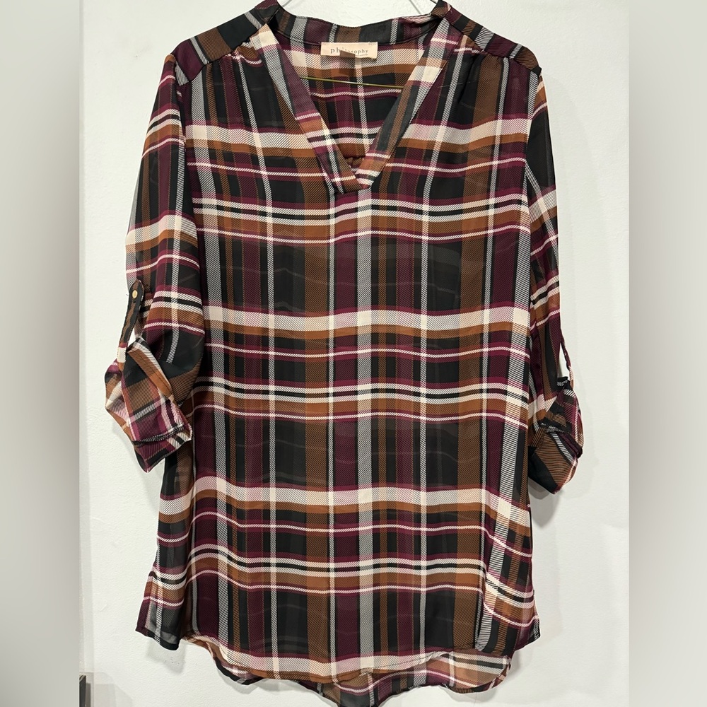 Philosophy Women's blouse 3/4 sleeve Burberry‎ Plaid size Small